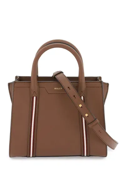 Bally Small Code Tote Bag In Cuero 21 Oro (brown)