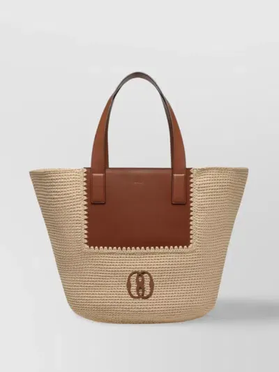 Bally Logo-plaque Woven Basket Tote Bag In Neutrals