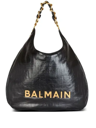 Balmain 1945 Soft Hobo Cabas Bag Bags In Black