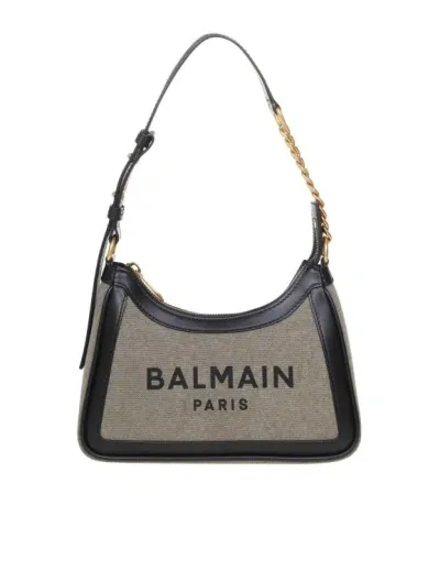 Balmain B-army 26 Bag In Canvas And Leather In Brown