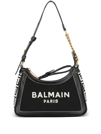 Balmain B-army Canvas Shoulder Bag In Black