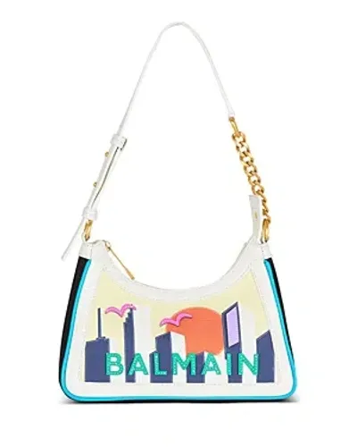 Balmain B-army Postcard Print Shoulder Bag In Jade/gold