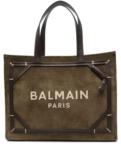 Balmain B-army Tote Bag In Green