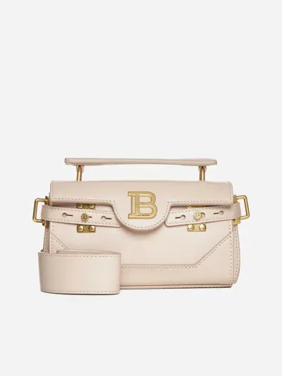 Balmain B-buzz 19 Leather Bag In Nude