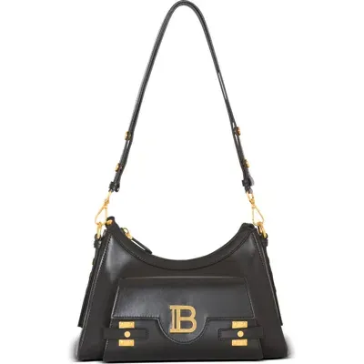 Balmain B-buzz Hobo Shoulder Bag In Black Leather In 0pa Black