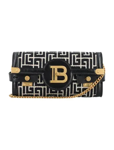 Balmain B-buzz Pouch 23 Monogram In Avorio Nero