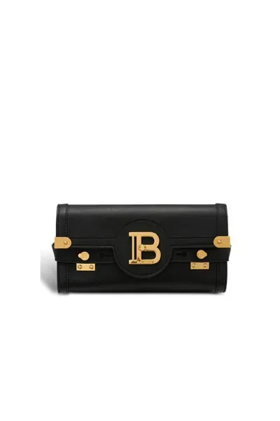 Balmain B Buzz Clutch Bag In Black