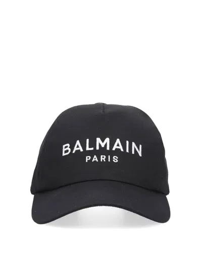 Balmain Baseball Hat With Logo In Black