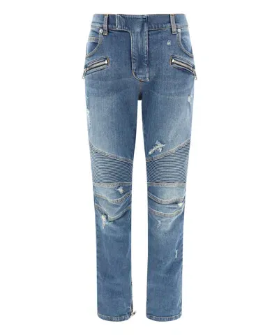 Balmain Biker Jeans In Blau