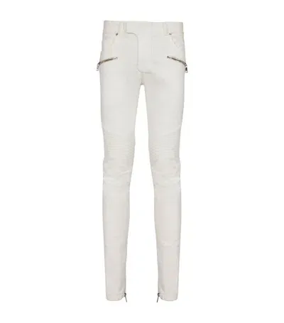 Balmain Biker Mid-rise Slim-fit Jeans In White