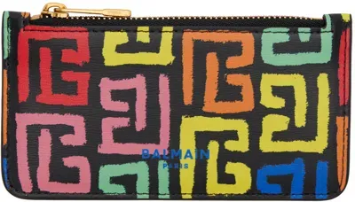 Balmain Black & Multicolor Pb Labyrinth Card Holder In Eah Noir/multico