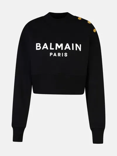 Balmain Black Cotton Sweatshirt