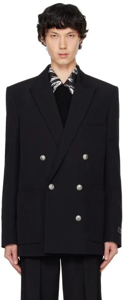 Balmain Black Grain De Poudre Blazer In 0pa Noir