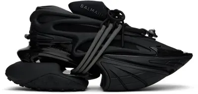 Balmain Black Leather Unicorn Low-top Sneakers In 0pa Noir