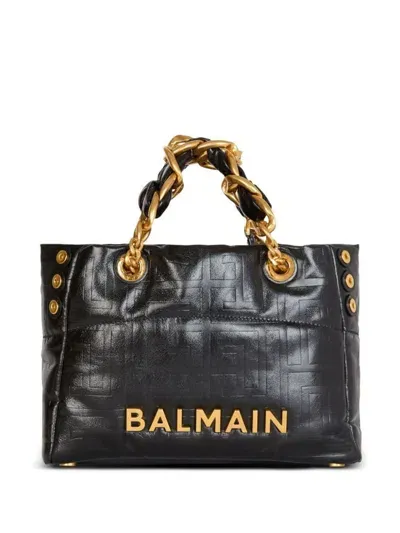 Balmain Borsa Tote Soft Piccola 1945 In Pelle Di Vitello In Nero