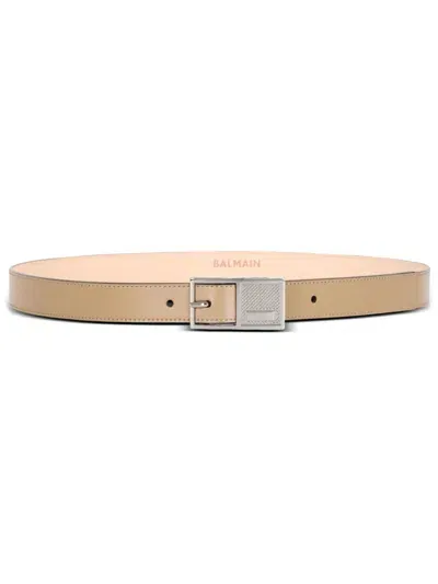 Balmain Brown Thin Signature Leather Belt