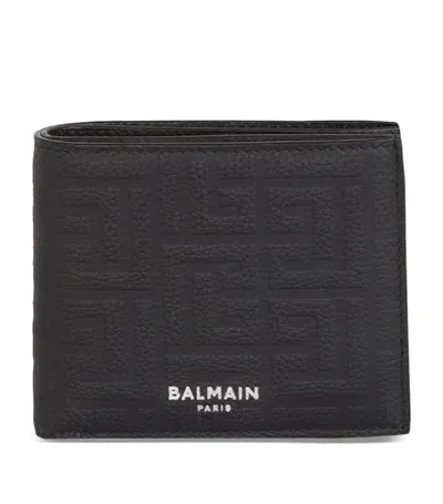 Balmain Monogram-embossed Bi-fold Wallet In Black