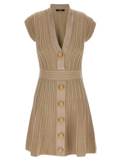 Balmain Chiocciola Dresses In Beige