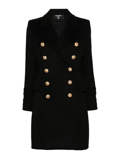 Balmain Coat In Negro