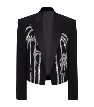 Balmain Palm Tree-print Blazer In Negro