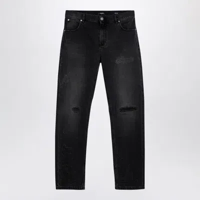 Balmain Black Denim Jeans With Wear