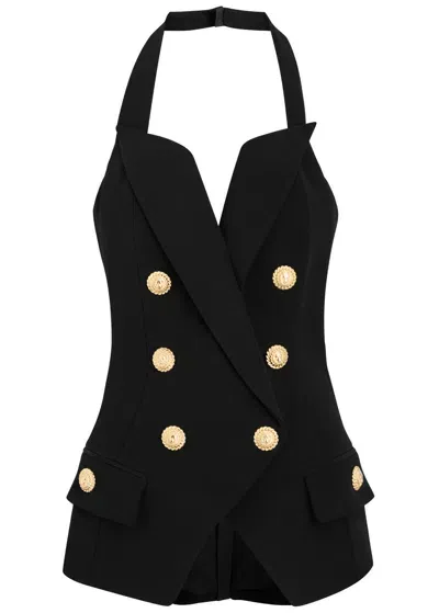 Balmain Double-breasted Halterneck Waistcoat In Black