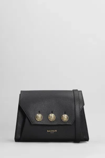 Balmain Shoulder Bag In Grained Calfskin In Black