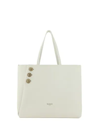 Balmain Emblème Shoulder Bag In Creme