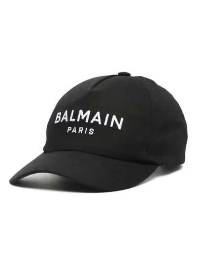 Balmain Embroidery Cotton Cap In Black