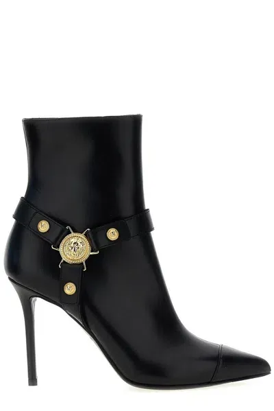 Balmain Eva 95mm Logo-plaque Ankle Boots In Black