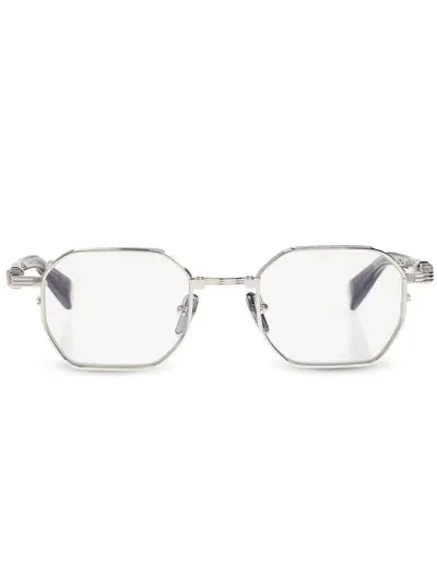 Balmain Eyewear Geometric-frame Glasses In 银色