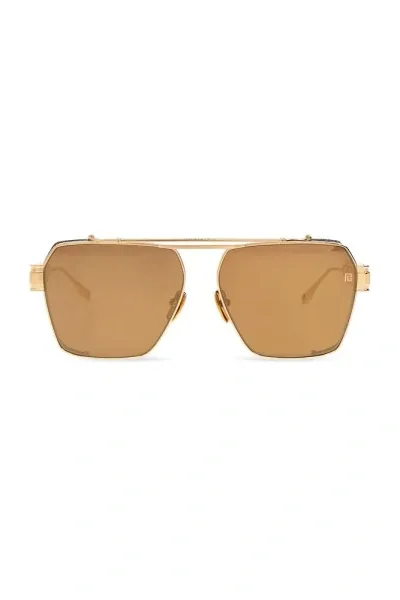 Balmain Eyewear Premier Square Frame Sunglasses In Gold