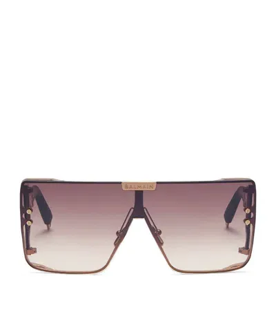 Balmain Eyewear Wonder Boy Oversize-frame Sunglasses In 褐色