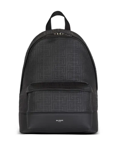 Balmain Grained-effect Leather Backpack In Black