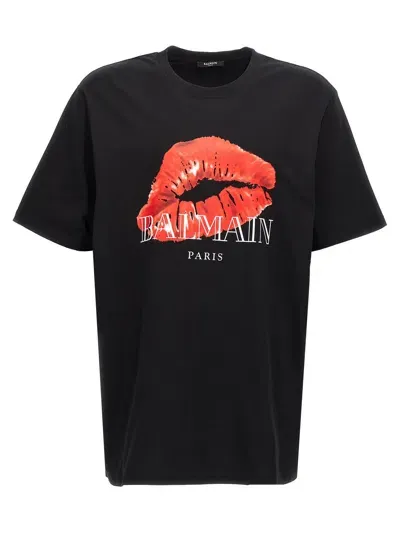 Balmain Kiss Printed Relaxed T-shirt In Black