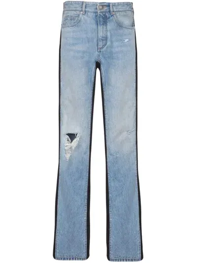 Balmain Knit-panel Denim Jeans In Blue