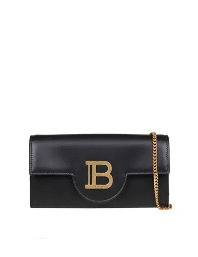 Balmain Logo-plaque Leather Crossbody Bag In Black