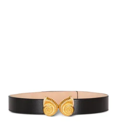 Balmain Embellished-buckle Leather Belt In Black