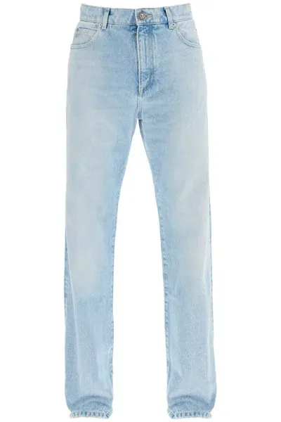 Balmain Light Wash Loose Fit Jeans In Blue