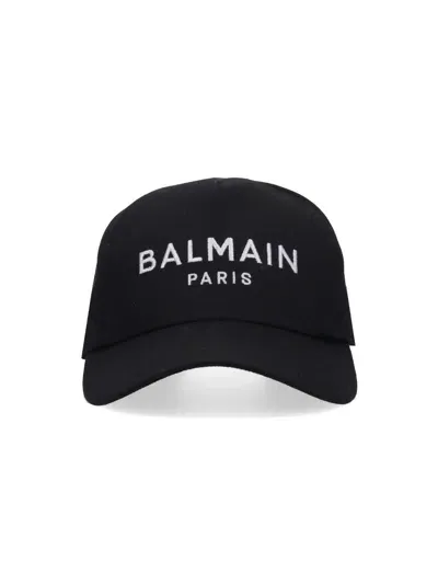 Balmain Logo Baseball Cap In Black