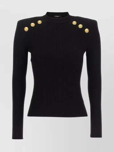 Balmain Logo Button Knitwear Sweater In Black