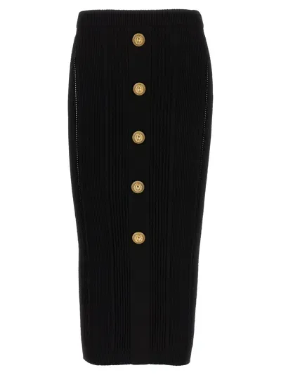 Balmain Midi Skirt In Black