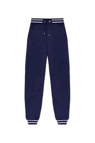 Balmain Logo Detailed Drawstring Sweatpants In Navy