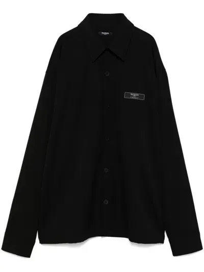 Balmain Logo-patch Shirt In Black