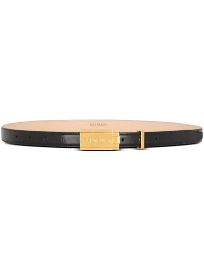 Balmain Logo-plaque Leather Belt In Black