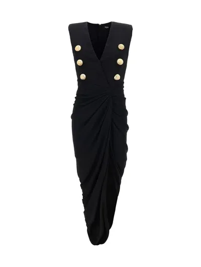 Balmain Long Dress In Noir