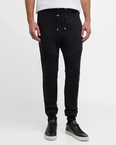 Balmain Ribbed  Flock Sweatpants In Black