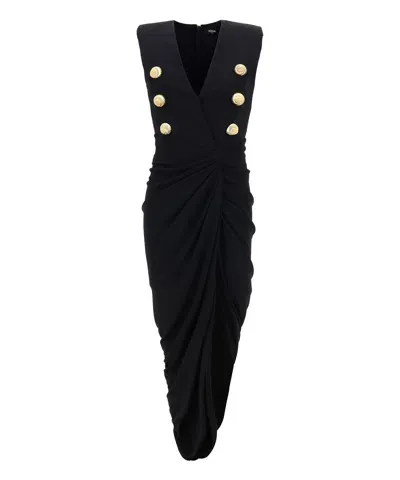 Balmain Midi Dress In Black