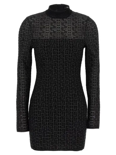 Balmain Monogram Dresses In Black