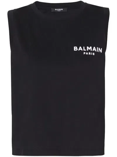 Balmain Paris Flocked Tank Top